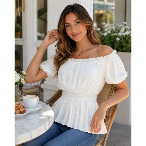 Scarlet Darkness Tops - Scarlet Darkness Renaissance Pirate Pleated Shirt White Peplum Top M Medieval